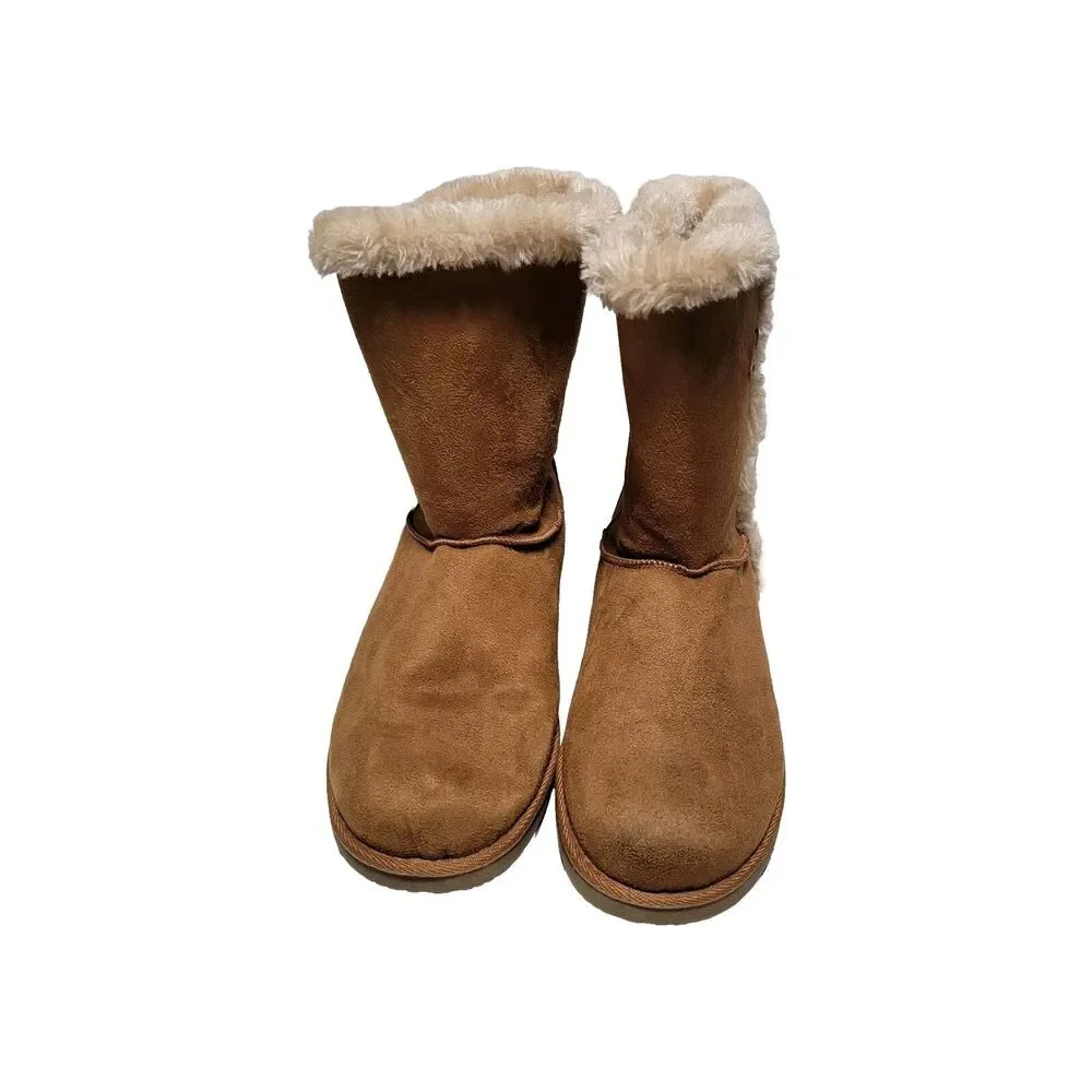 Airwalk Women's Size 9 M Brown Faux Fur Lined Ankle Winter Boots Comfort Warm